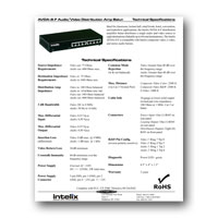 Intelix AVDA-8-F Audio/Video 1x8 Distribution Amplifier Balun, Specs - Click to download PDF