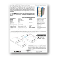 Intelix AVO-A4-WP-F Dual Stereo Audio Wallplate Balun tech specs - click to download PDF