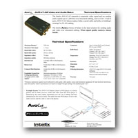 Intelix AVO-V1A2-F Composite Video and Stereo Audio Balun, Tech Specs - click to download PDF