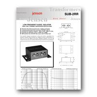 Jensen Transformers SUB-2RR ISO-MAX 2-Channel Low-Frequency Audio Isolator / Hum Eliminator - specs