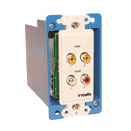 Intelix AVO-V2A2-WP-F Y/C or Dual Composite Video and Stereo Audio Wallplate Balun w/RJ45 termination