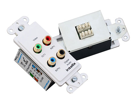 Intelix AVO-V3AD-WP110 Component Video and Digital Audio Wallplate Balun w/110 Punch-down Termination