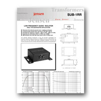 Jensen Transformers SUB-1RR ISO-MAX Low-Frequency Audio Input Isolator / Hum Eliminator - specs